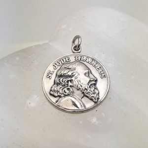 Vintage St. Thaddeus Sacred Heart Sterling Swift & Fisher Reversible Pendant